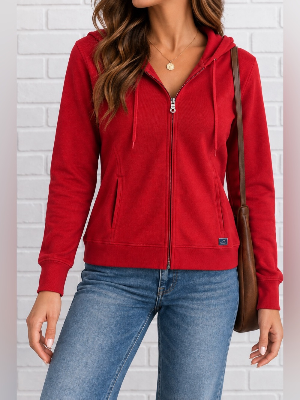 Y2K Pendleton Originals Red 100% Cotton Zip Hoodie Jacket Medium